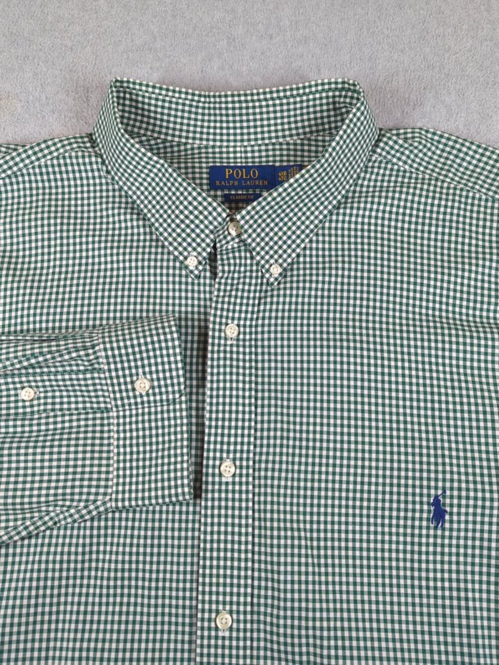 Polo Ralph Lauren Shirt Men's 4XB Green Gingham Check Classic Fit Button Down